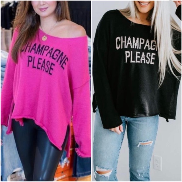 Cozy Champagne Please Graphic Oversized Sweater Top - Picture 5 of 6